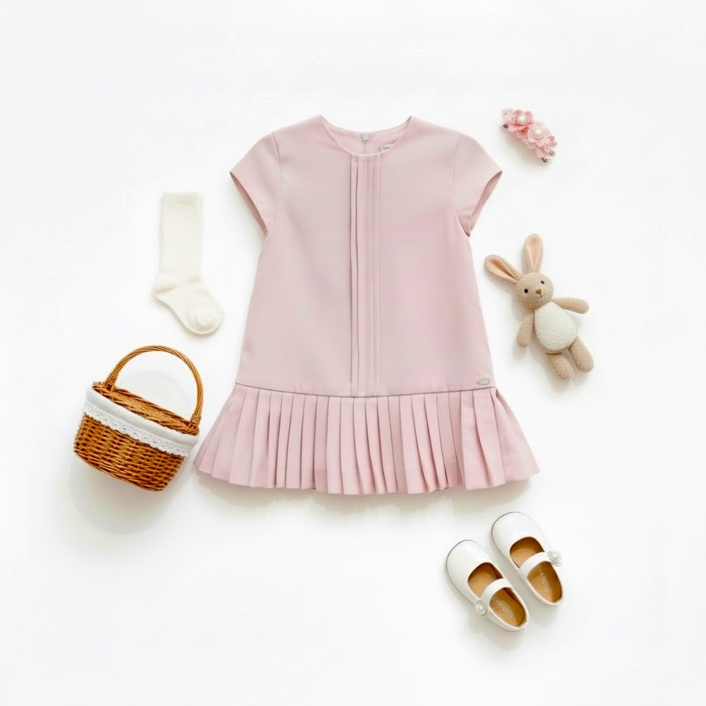 Tartine et Chocolat Blush Pink Pleated Dress (18–24M)